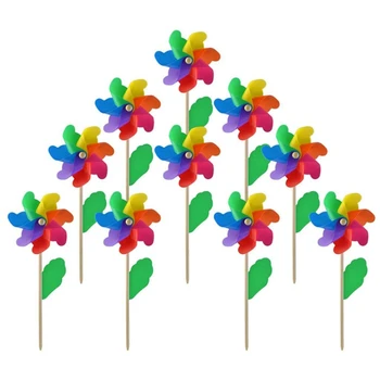 10Pcs Kunststoff Windmühle Windräder Kinder DIY Wind Spinner Spielzeug, Pinwheel Set Geschenke für Kinder Garten Rasen Party Home Decor