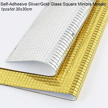 30x30cm Self-Adhesive Platz Glas Spiegel Mosaik Fliesen Splitter/Gold Glas Spiegel Wand Aufkleber Für DIY Handmade Home Decoration