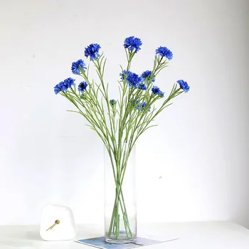 70cm Nordic Blue 3 Head Long Branch Starry Kornblume Silk Künstliche Blumen Hause Hochzeit Dekoration Flore Fleurs Artificielles