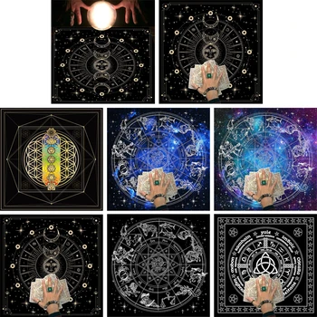 8 Arten Quadratische Form Pendulum Divination Altar Tischdecke Bord Spiel Tarot Pad Rune Tischdecke Astrologie Orakel-Brett-Spiel-Matte