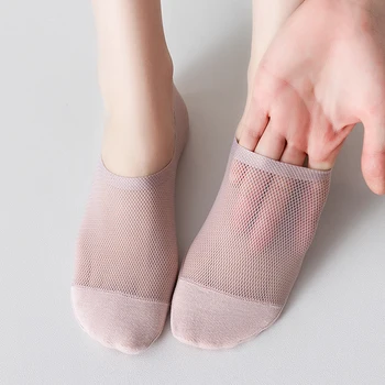 Anti-Rutsch-Silikon-Low Cut Knöchel Socke Hausschuhe Sommer Frauen Unsichtbare Keine Show Socken einfarbig Mesh Dünne Atmungsaktive Boot Socken