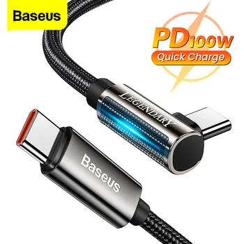 Baseus PD 100W USB Typ C zu USB C Kabel 90 Grad Schnelle Lade Ladegerät Draht Kabel Für Xiaomi Huawei POCO Gaming-USBC-Kabel 2m
