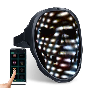 Coolste Led Party Maske Bluetooth Programmierbare APP strahlendes Gesicht Maske Licht Up Cosplay Maske Weihnachten Halloween Party Dekoration