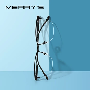 MERRYS DESIGN Männer Luxus Legierung Optik Gläser Rahmen Männlich Platz Ultraleicht Myopie Rezept Halb Rahmen Gläser S2009