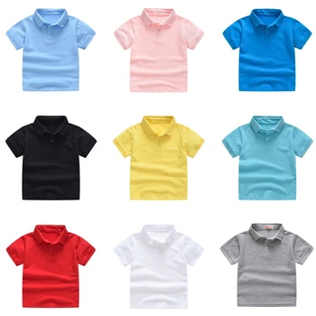 Sommer Kinder T-shirt Casual Jungen Schule Uniform Solide Mädchen Tees Kurzarm Baumwolle Jungen Tops koreanische Kinder Kleidung für 1-7Y