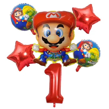 Super Mario Party Anzahl Ballons Set Cartoon Geburtstag Aluminium Ballon, Anime Figuren Spielzeug Kinder Geburtstag Party Dekorationen Geschenke
