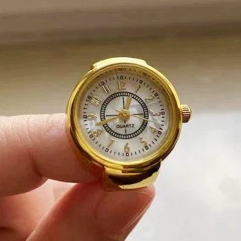 Trendy Finger Bewegliche Zeiger Simulation Uhr Ringe für Frau Mann Legierung Uhren, Uhr Retro römischen Quarz Ästhetische Ring Geschenk