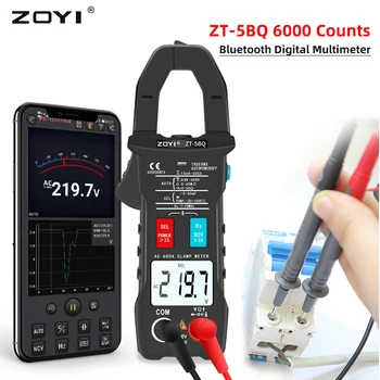 ZOYI ZT-5BQ Bluetooth Clamp Meter Digital Multimeter Aktuelle Zangen Amperometrische Meter AC/DC Voltmeter Amperemeter Auto Range Tester