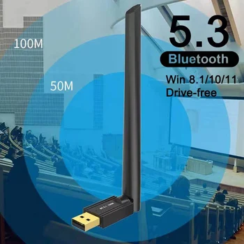 WLAN-Dongle 5.3 USB-Bluetooth-Adapter 100M Lange Reichweite Bluetooth Audio Transmitter Empfänger für PC Laptop Festplatte Frei